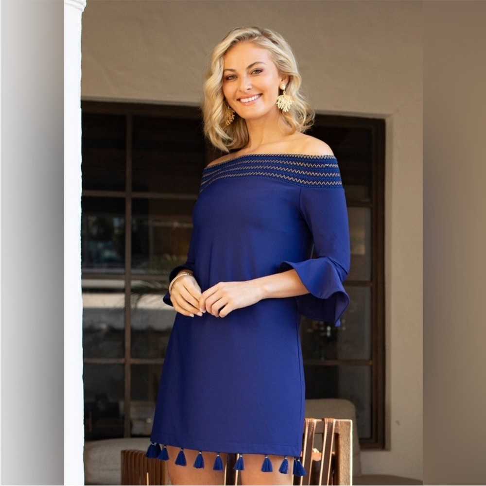 Cabana Life Blue Off-Shoulder Dress
